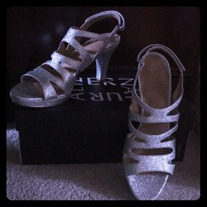 Silver Glitter Sandal Heels